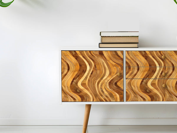 Möbelfolie in welliger Holzoptik Sideboard