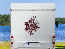 Laden Sie das Bild in den Galerie-Viewer, Wohnmobil Aufkleber Kompass mit Rose
