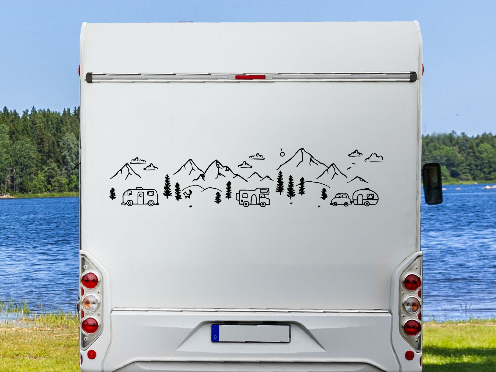 aufkleber camper Wohnmobil Aufkleber handgezeichnete Camping Landschaft