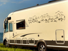Laden Sie das Bild in den Galerie-Viewer, Wohnmobil Aufkleber handgezeichnete Campingplatz Landschaft