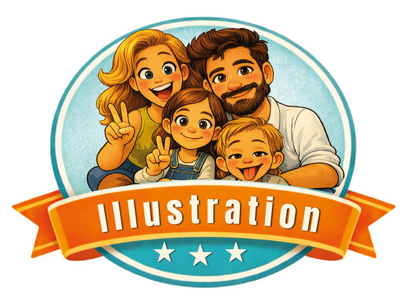 Familien-Emblem – personalisierte Familien-Illustration