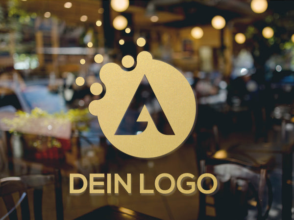 Schaufenster mit Aufkleber Dein Logo