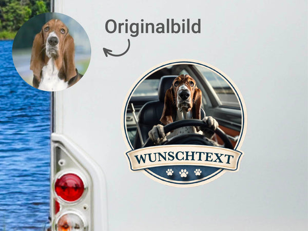 Dein Hundefoto als personalisiertes Auto- & Wohnmobil-Porträt im stilisierten Design