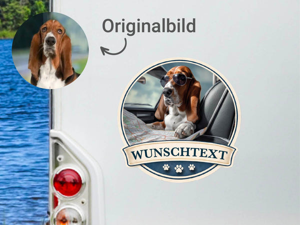 Dein Hundefoto als personalisiertes Auto- & Wohnmobil-Porträt im stilisierten Design