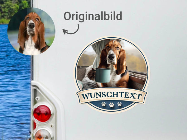 Dein Hundefoto als personalisiertes Auto- & Wohnmobil-Porträt im stilisierten Design