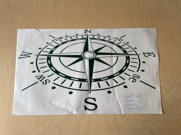 Aufkleber Kompass Windrose geneigt 50cm