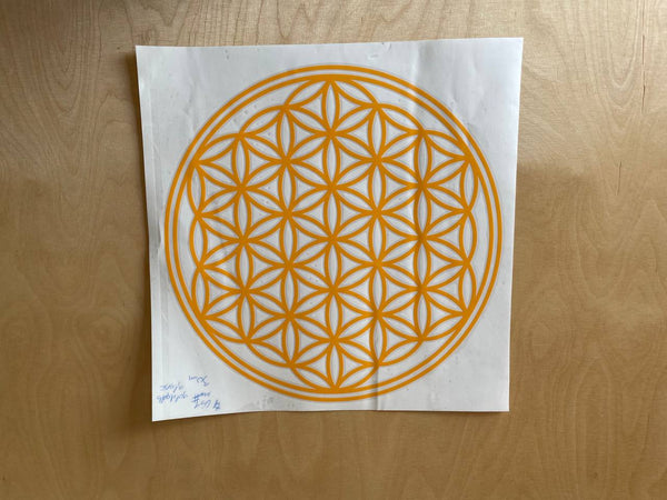 Aufkleber Blume des Lebens 30cm goldgelb glanz