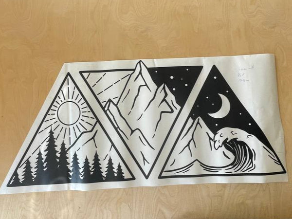 Aufkleber Wald, Berge & Wasser 100cm schwarz