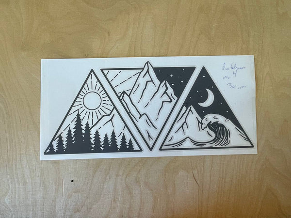 Aufkleber Wald, Berge & Wasser 30cm dunkelgrau matt