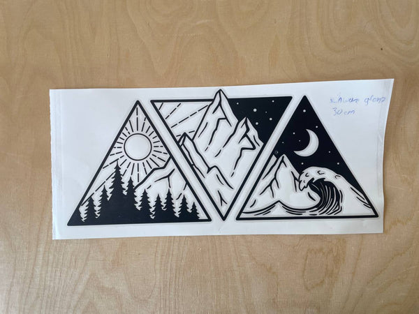 Aufkleber Wald, Berge & Wasser 30cm schwarz glanz