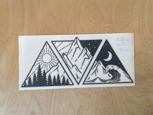 Aufkleber Wald, Berge & Wasser 30cm dunkelgrau matt