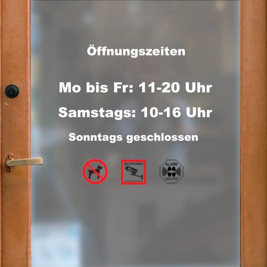 Öffnungszeiten Aufkleber selber gestalten