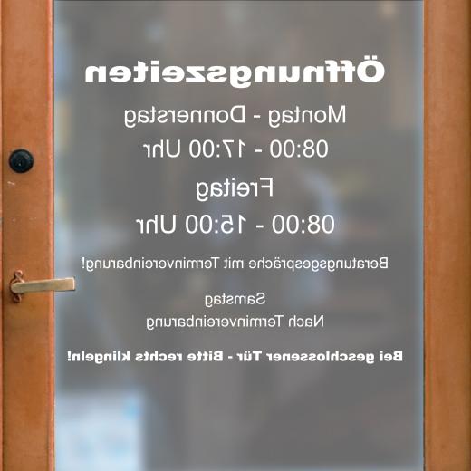 Öffnungszeiten Aufkleber selber gestalten