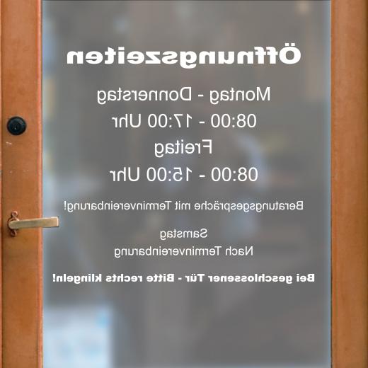 Öffnungszeiten Aufkleber selber gestalten