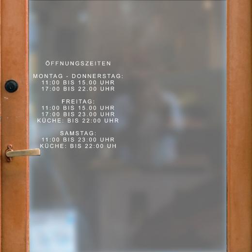 Öffnungszeiten Aufkleber selber gestalten