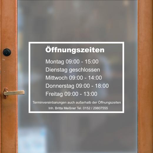 Öffnungszeiten Aufkleber selber gestalten