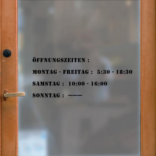 Öffnungszeiten Aufkleber selber gestalten