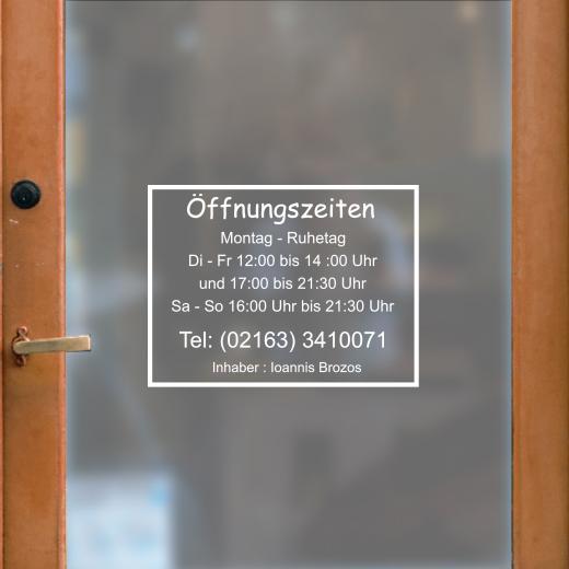Öffnungszeiten Aufkleber selber gestalten