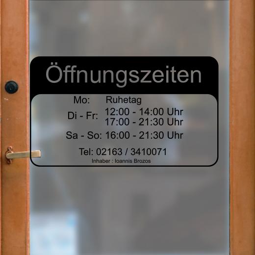 Öffnungszeiten Aufkleber selber gestalten