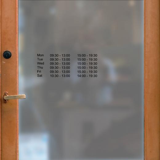 Öffnungszeiten Aufkleber selber gestalten