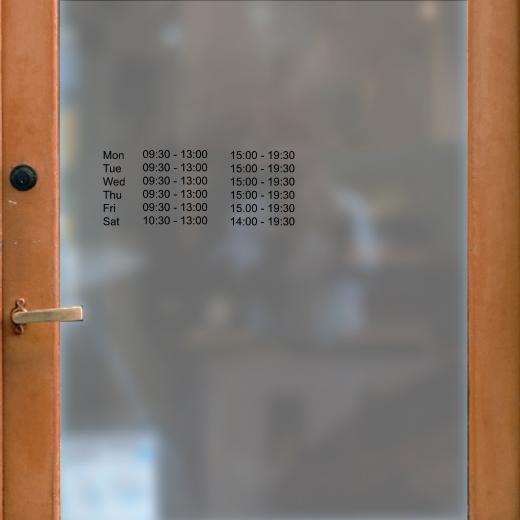 Öffnungszeiten Aufkleber selber gestalten