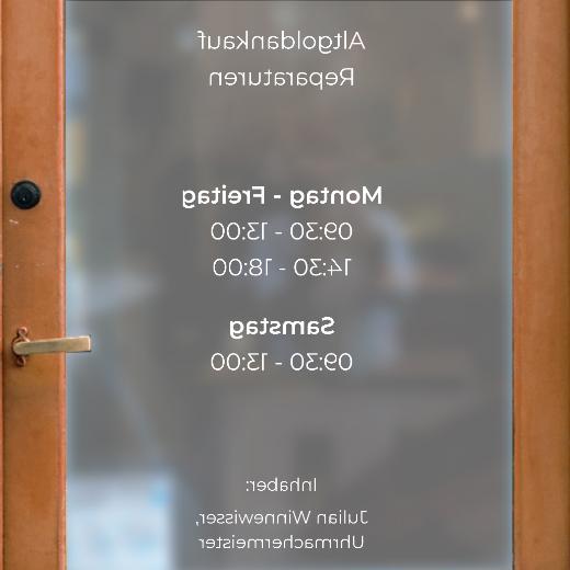 Öffnungszeiten Aufkleber selber gestalten