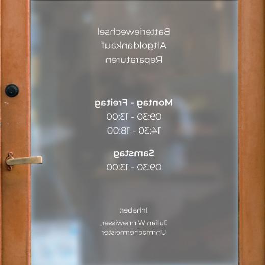 Öffnungszeiten Aufkleber selber gestalten