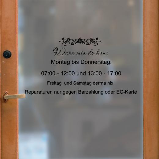 Öffnungszeiten Aufkleber selber gestalten