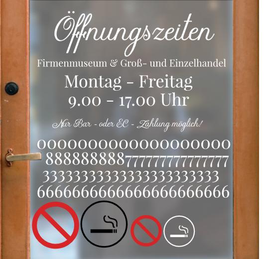 Öffnungszeiten Aufkleber selber gestalten