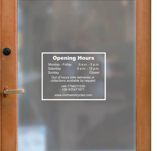 Öffnungszeiten Aufkleber selber gestalten