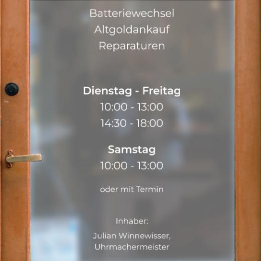 Öffnungszeiten Aufkleber selber gestalten