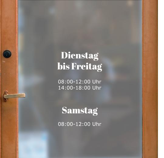 Öffnungszeiten Aufkleber selber gestalten