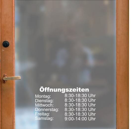 Öffnungszeiten Aufkleber selber gestalten