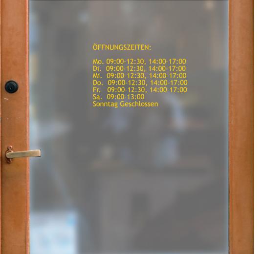 Öffnungszeiten Aufkleber selber gestalten