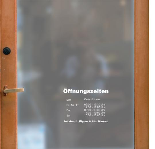 Öffnungszeiten Aufkleber selber gestalten