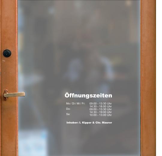 Öffnungszeiten Aufkleber selber gestalten