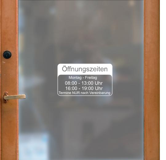 Öffnungszeiten Aufkleber selber gestalten