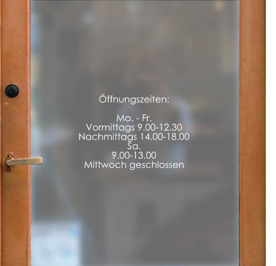 Öffnungszeiten Aufkleber selber gestalten