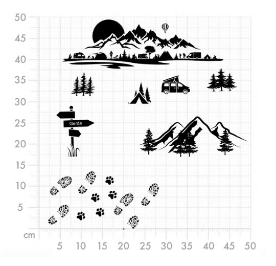 Aufkleber selber gestalten - Arbeitsfläche 50cm x 50cm