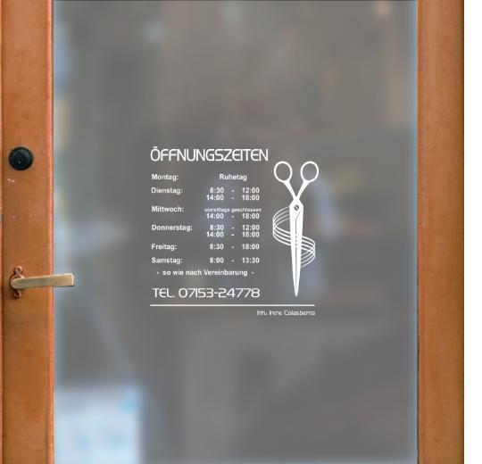 Öffnungszeiten Aufkleber selber gestalten