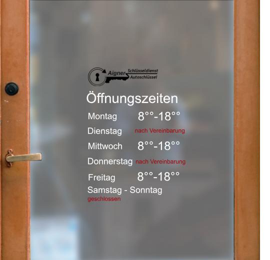 Öffnungszeiten Aufkleber selber gestalten