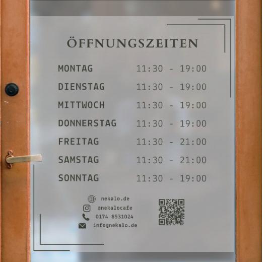 Öffnungszeiten Aufkleber selber gestalten