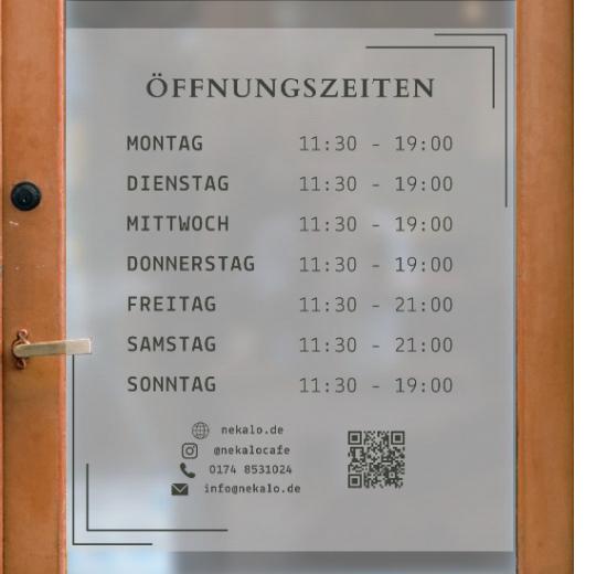 Öffnungszeiten Aufkleber selber gestalten
