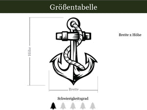 größentabelle Wandtattoo Anker