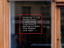 Laden Sie das Bild in den Galerie-Viewer, Aufkleber Reparaturservice Angebote personalisierbar Schaufensteraufkleber