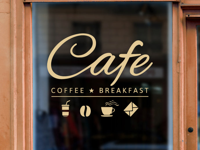 Schaufenster Aufkleber Cafe Breakfast
