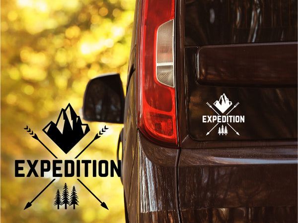 Autoaufkleber Expedition Abenteuer schwarz
