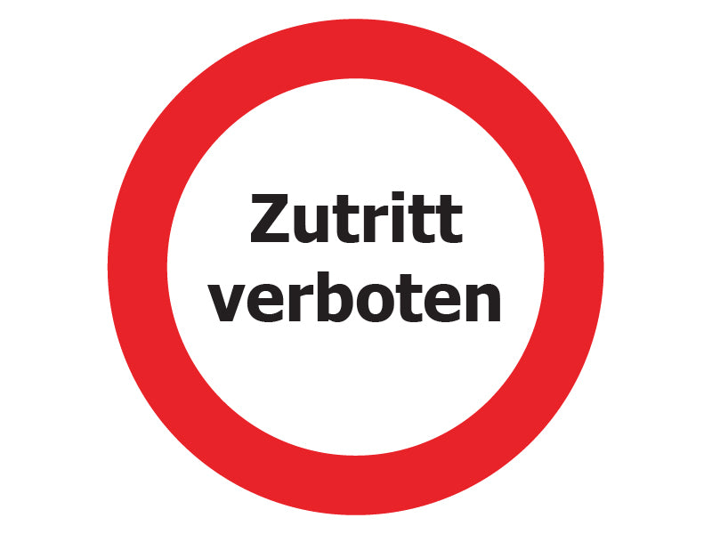 Aufkleber Zutritt verboten