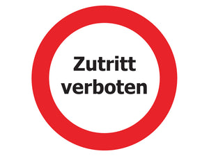 Aufkleber Zutritt verboten