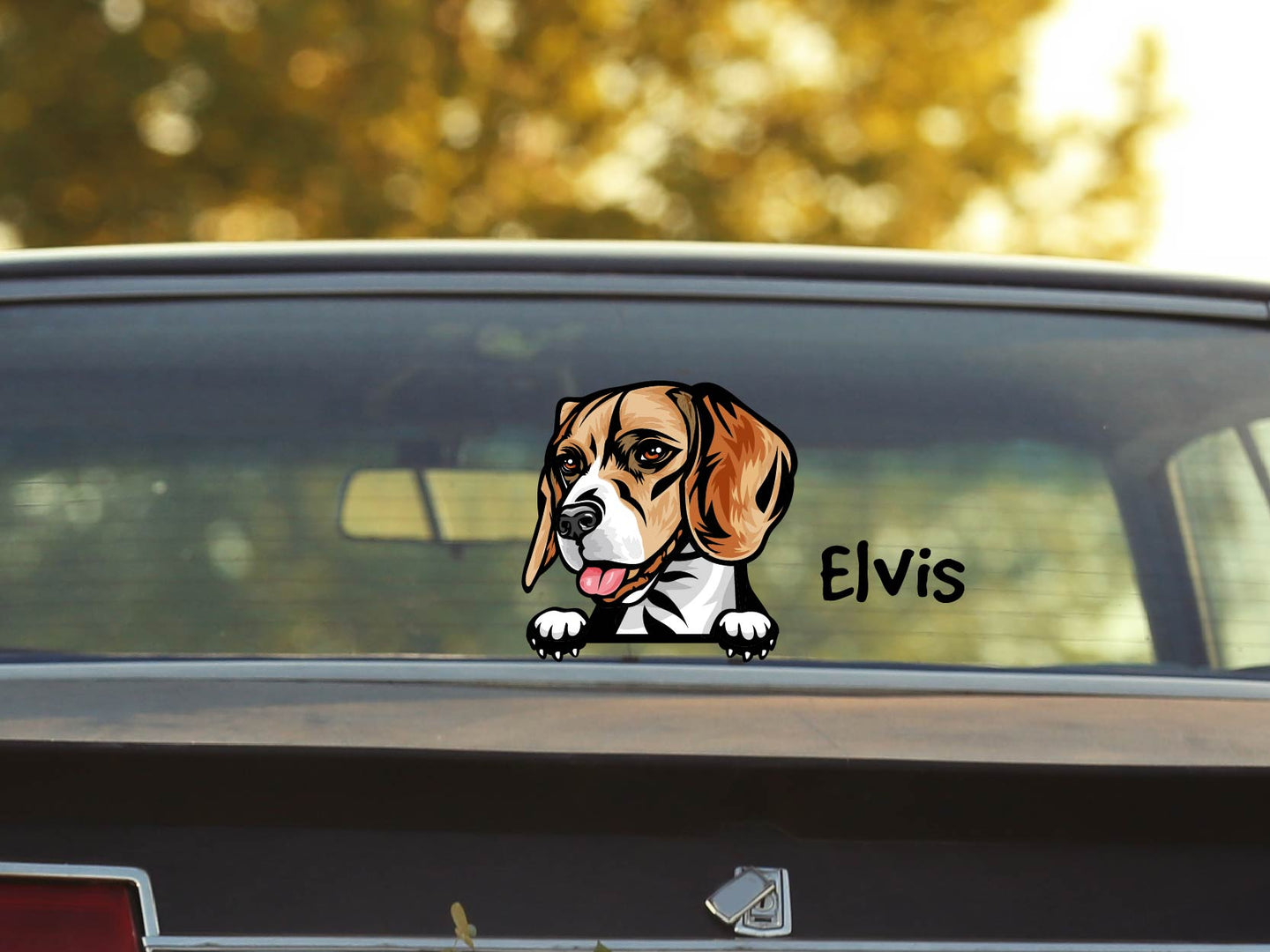 Aufkleber Hund Beagle Cartoon Style #2 mit Wunschname